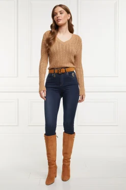 Clearance Seattle V-Neck Knit (Dark Camel) Women Knitwear