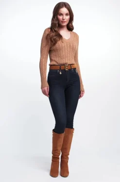 Clearance Seattle V-Neck Knit (Dark Camel) Women Knitwear