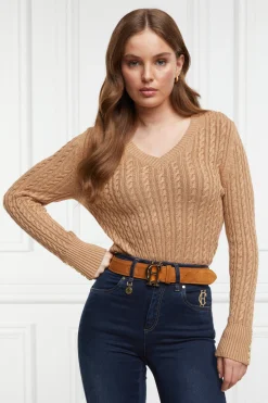 Clearance Seattle V-Neck Knit (Dark Camel) Women Knitwear
