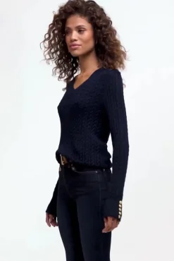 Clearance Seattle V-Neck Knit (Ink Navy) Women Knitwear