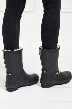 New Sherpa Lined Chelsea Wellington (Matte Black) Women Wellington Boots