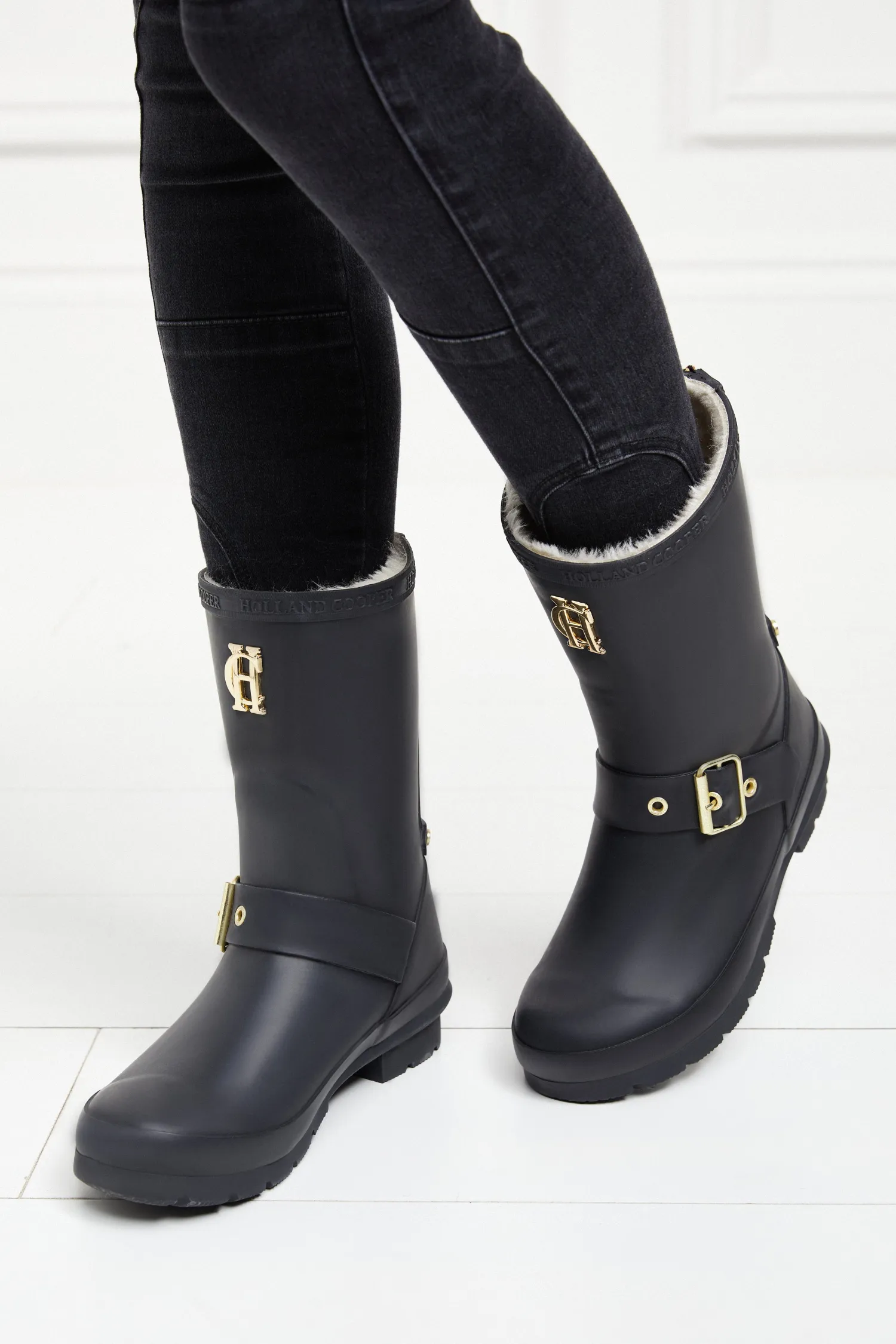 New Sherpa Lined Chelsea Wellington (Matte Black) Women Wellington Boots
