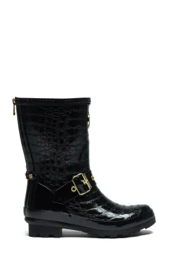 Clearance Sherpa Lined Chelsea Wellington (Black Croc) Women Wellington Boots