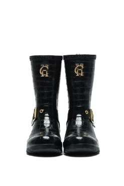 Clearance Sherpa Lined Chelsea Wellington (Black Croc) Women Wellington Boots