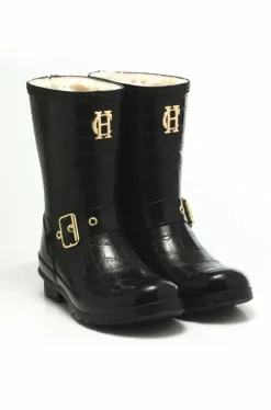 Clearance Sherpa Lined Chelsea Wellington (Black Croc) Women Wellington Boots