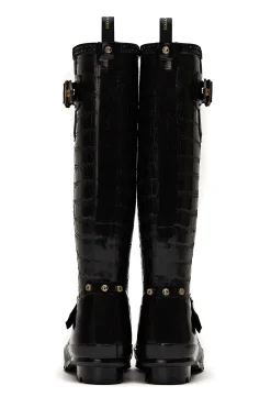 Online Sherpa Lined Regency Wellington (Black Croc) Women Wellington Boots