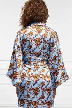 Discount Silk Dressing Gown (Sky Blue) Women Sleepwear