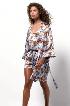 Discount Silk Dressing Gown (Sky Blue) Women Sleepwear