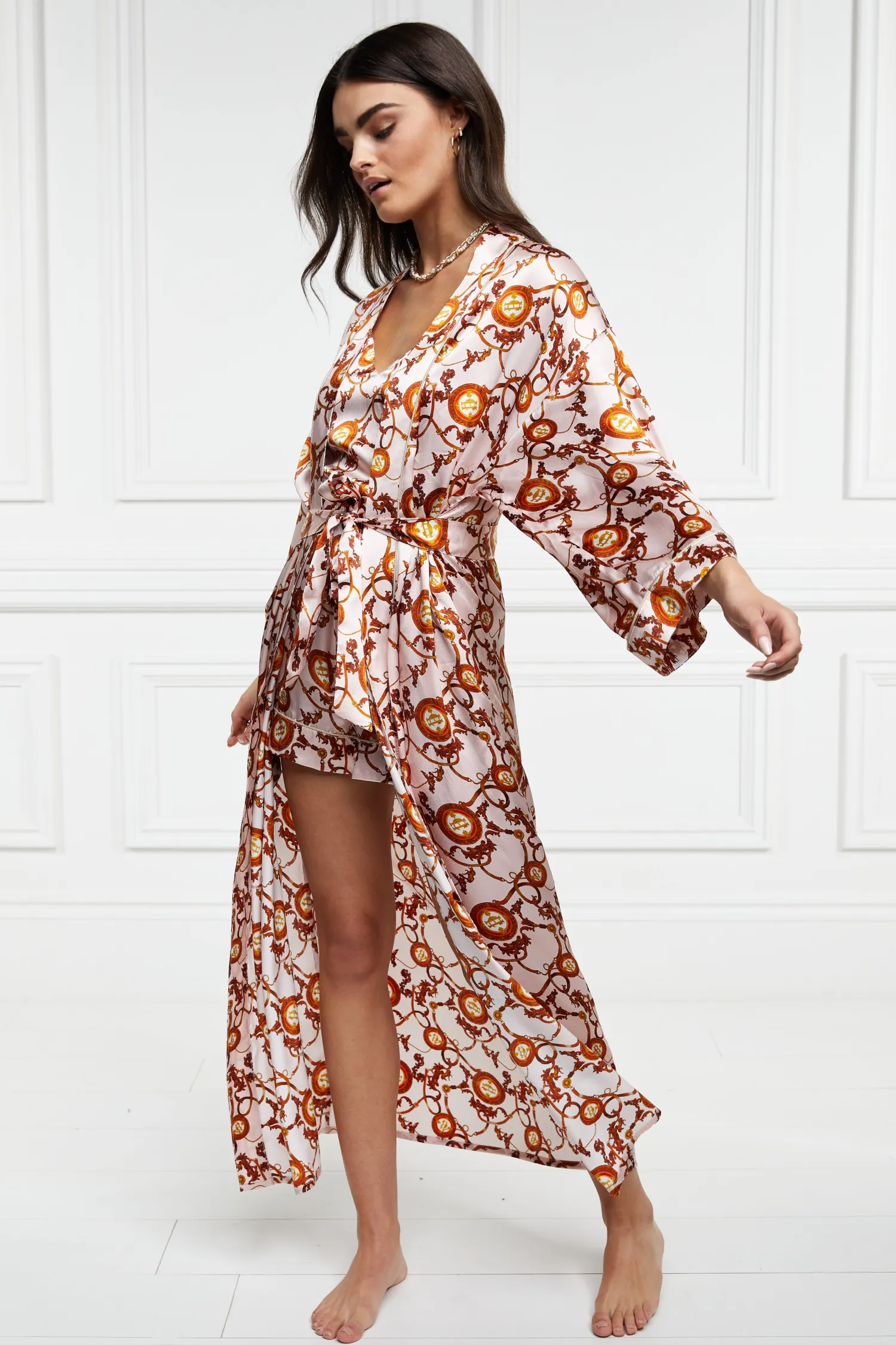 Hot Silk Full Length Dressing Gown Women Sleepwear