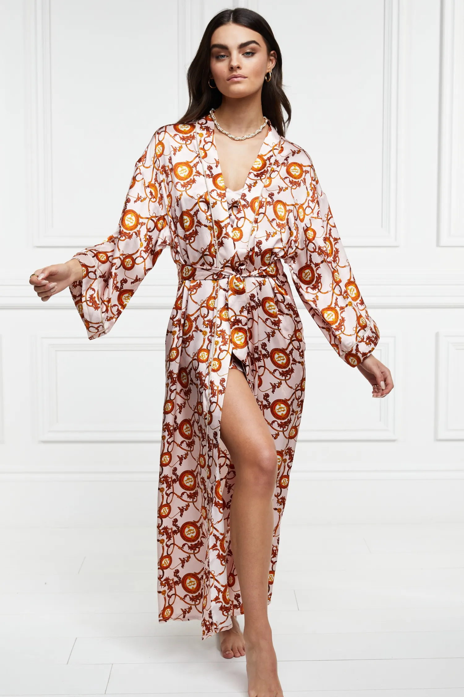 Hot Silk Full Length Dressing Gown Women Sleepwear