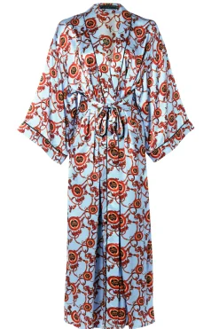Fashion Silk Full Length Dressing Gown (Sky Blue) Women Sleepwear