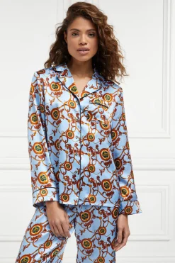 New Silk Pyjama Shirt (Sky Blue) Women Sleepwear