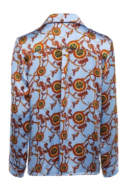 New Silk Pyjama Shirt (Sky Blue) Women Sleepwear
