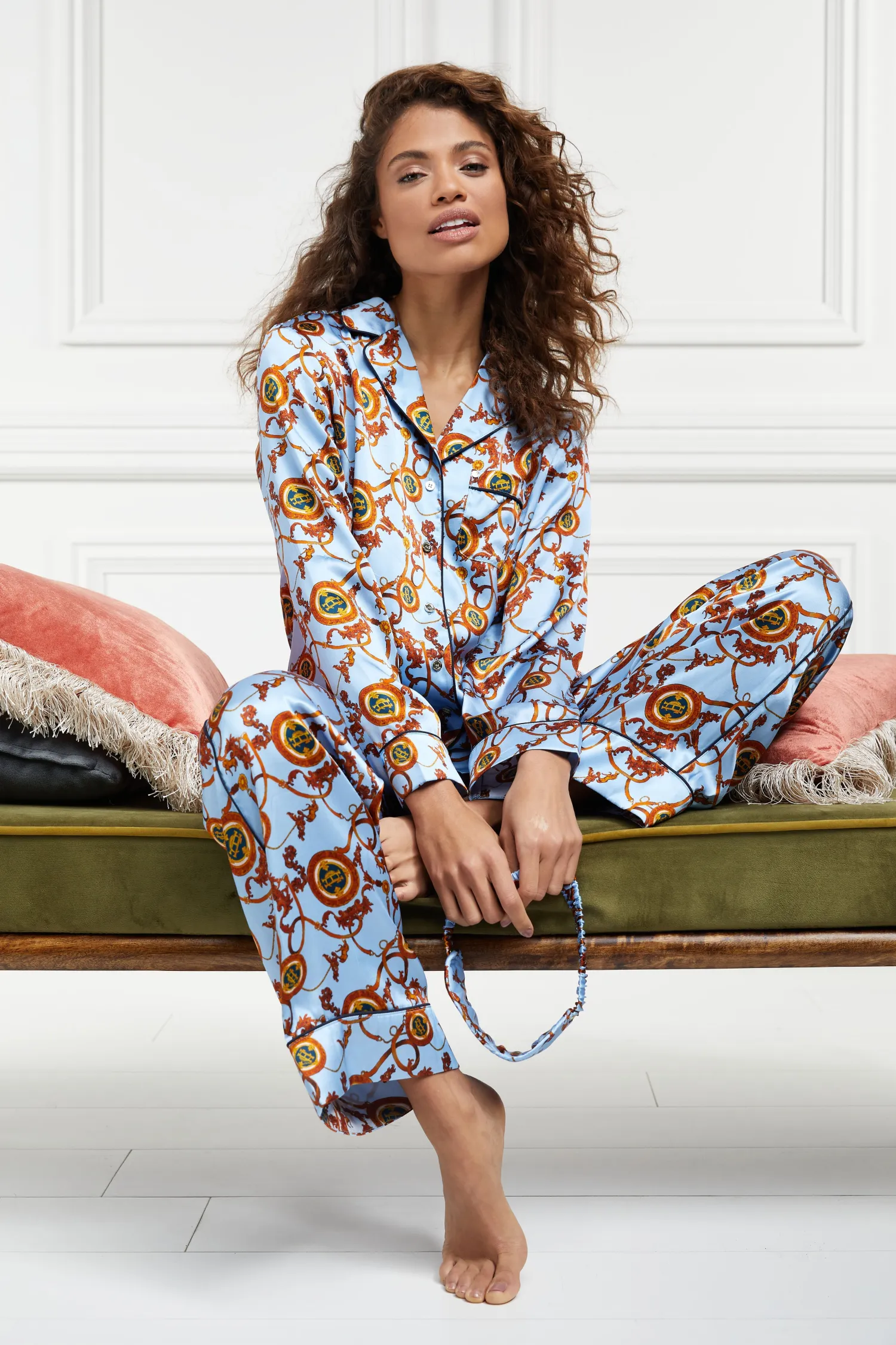 Sale Silk Pyjama Trouser (Sky Blue) Women Sleepwear