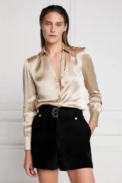 Fashion Silk V-Neck Blouse Women Shirts & Blouses