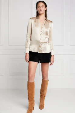 Fashion Silk V-Neck Blouse Women Shirts & Blouses