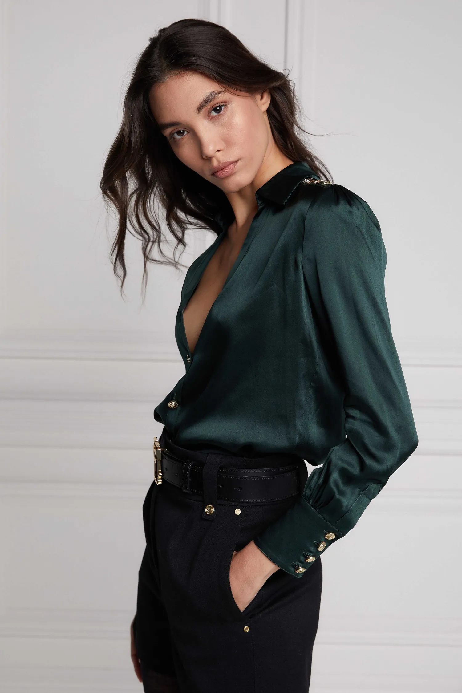 Fashion Silk V-Neck Blouse Women Shirts & Blouses