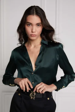 Fashion Silk V-Neck Blouse Women Shirts & Blouses