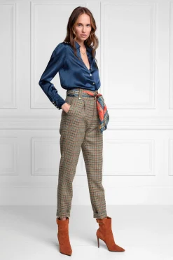 Clearance Silk V-Neck Blouse (Petrol Blue) Women Shirts & Blouses