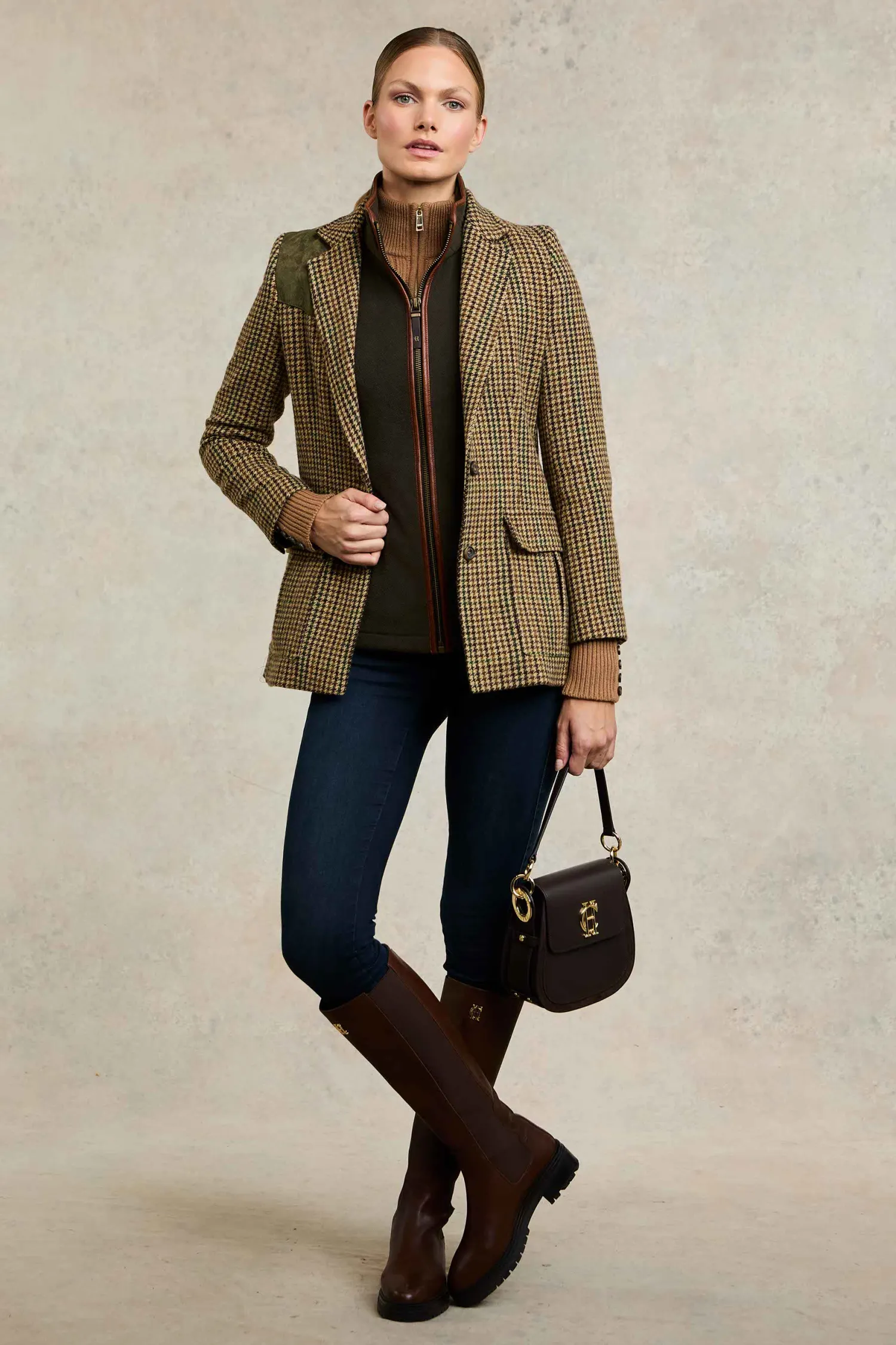 Fashion Single Breasted Field Blazer (Hailes Green Tweed) Women Blazers|Tailoring