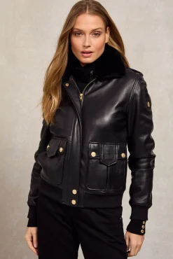 Discount Sloane Leather Bomber Women Jackets