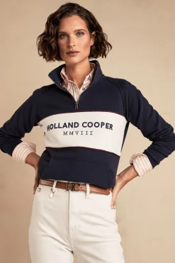 Online Sporting Heritage Zip Henley (Ink Navy) Women Hoodies & Sweatshirts|Sweatshirts