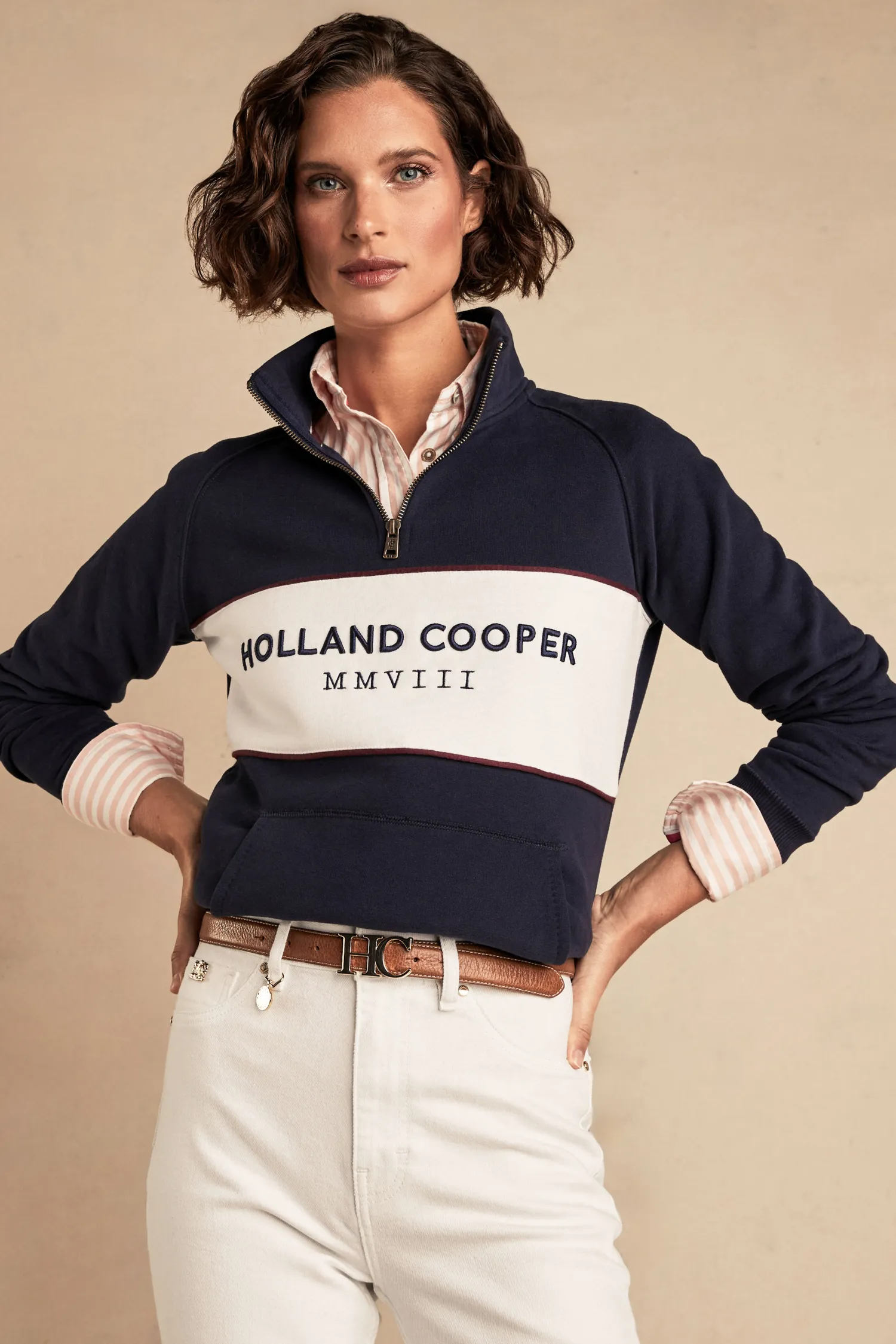 Online Sporting Heritage Zip Henley (Ink Navy) Women Hoodies & Sweatshirts|Sweatshirts