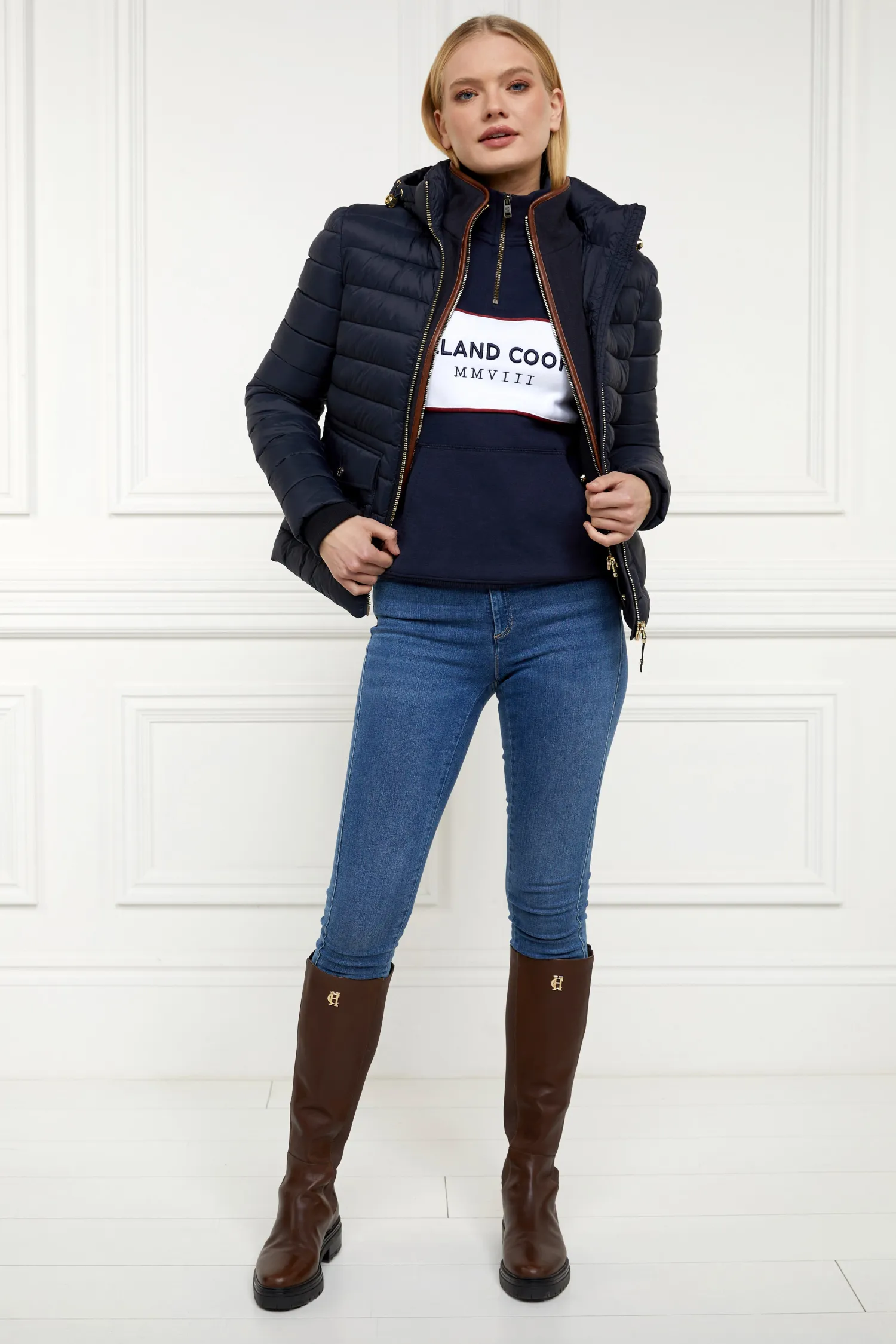 Online Sporting Heritage Zip Henley (Ink Navy) Women Hoodies & Sweatshirts|Sweatshirts