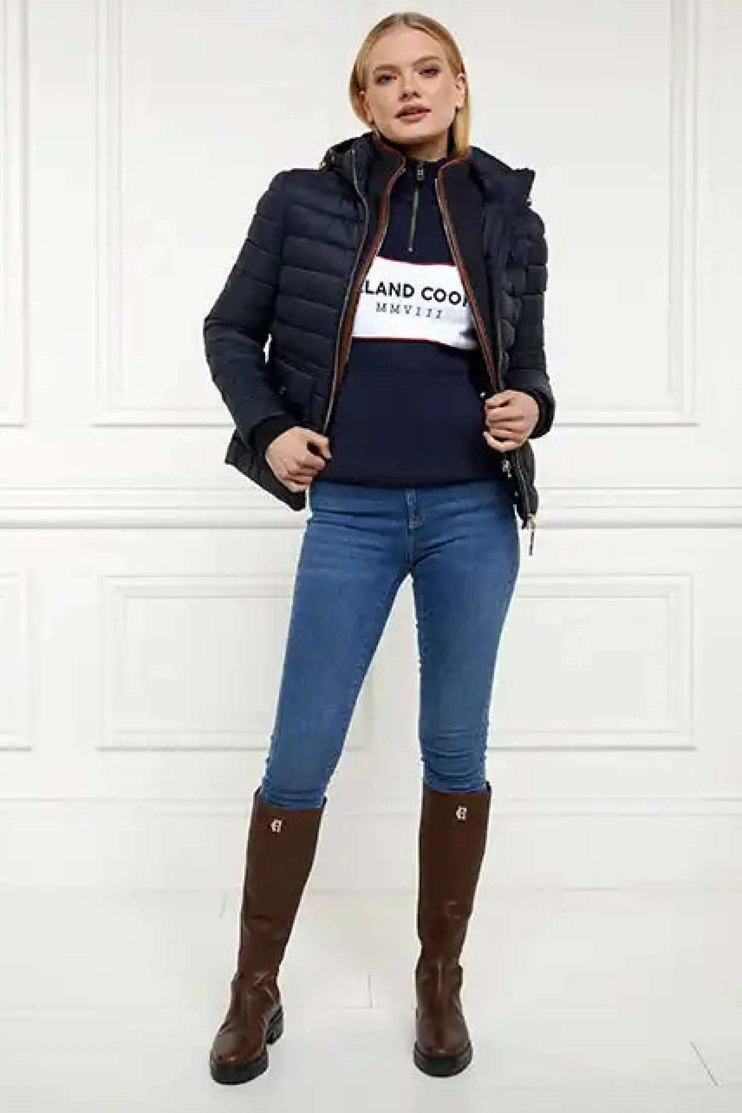 Online Sporting Heritage Zip Henley (Ink Navy) Women Hoodies & Sweatshirts|Sweatshirts