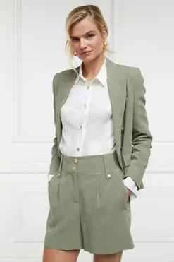 Outlet Tailored Short (Sage Linen) Women Shorts|Tailoring