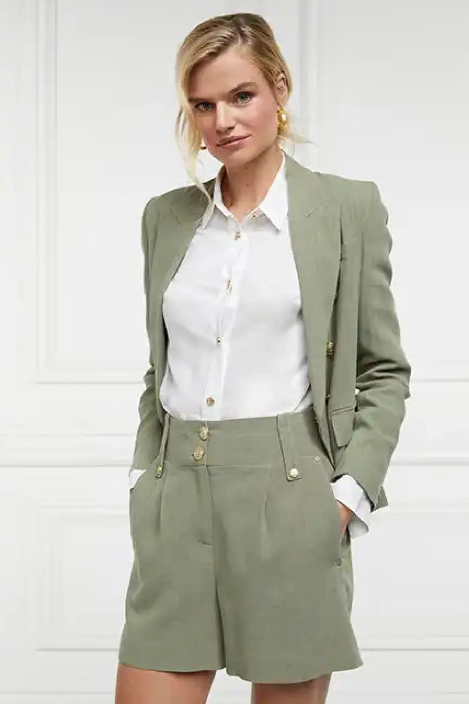 Outlet Tailored Short (Sage Linen) Women Shorts|Tailoring