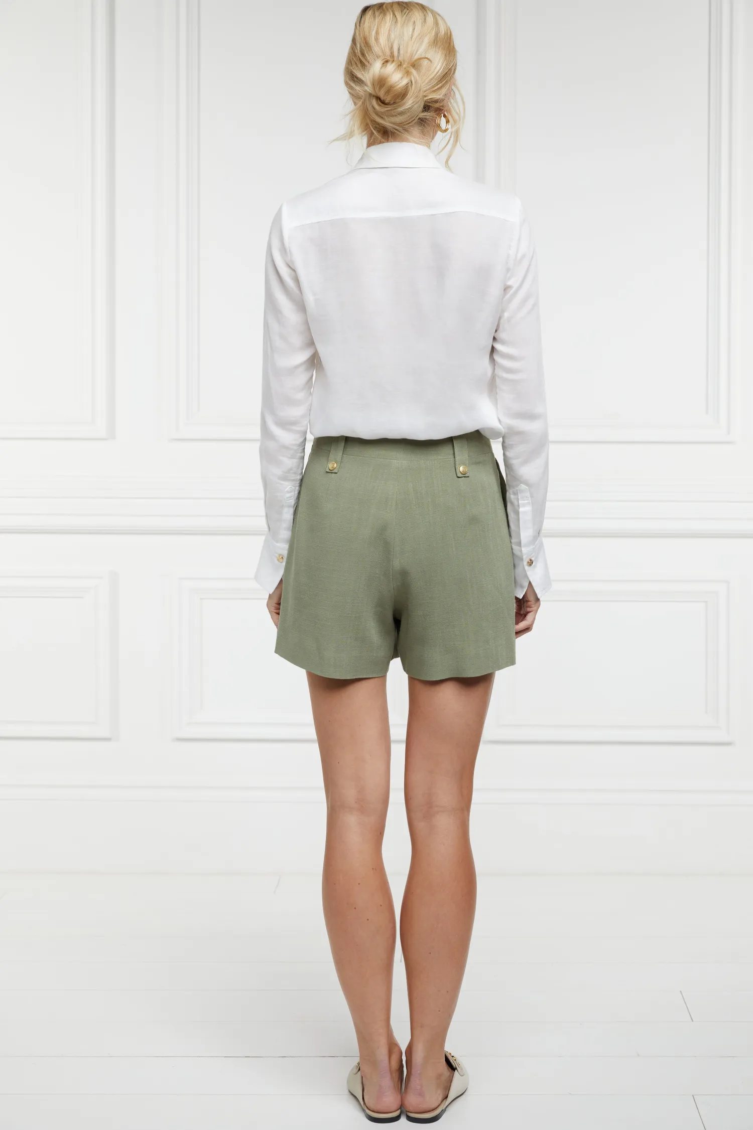 Outlet Tailored Short (Sage Linen) Women Shorts|Tailoring