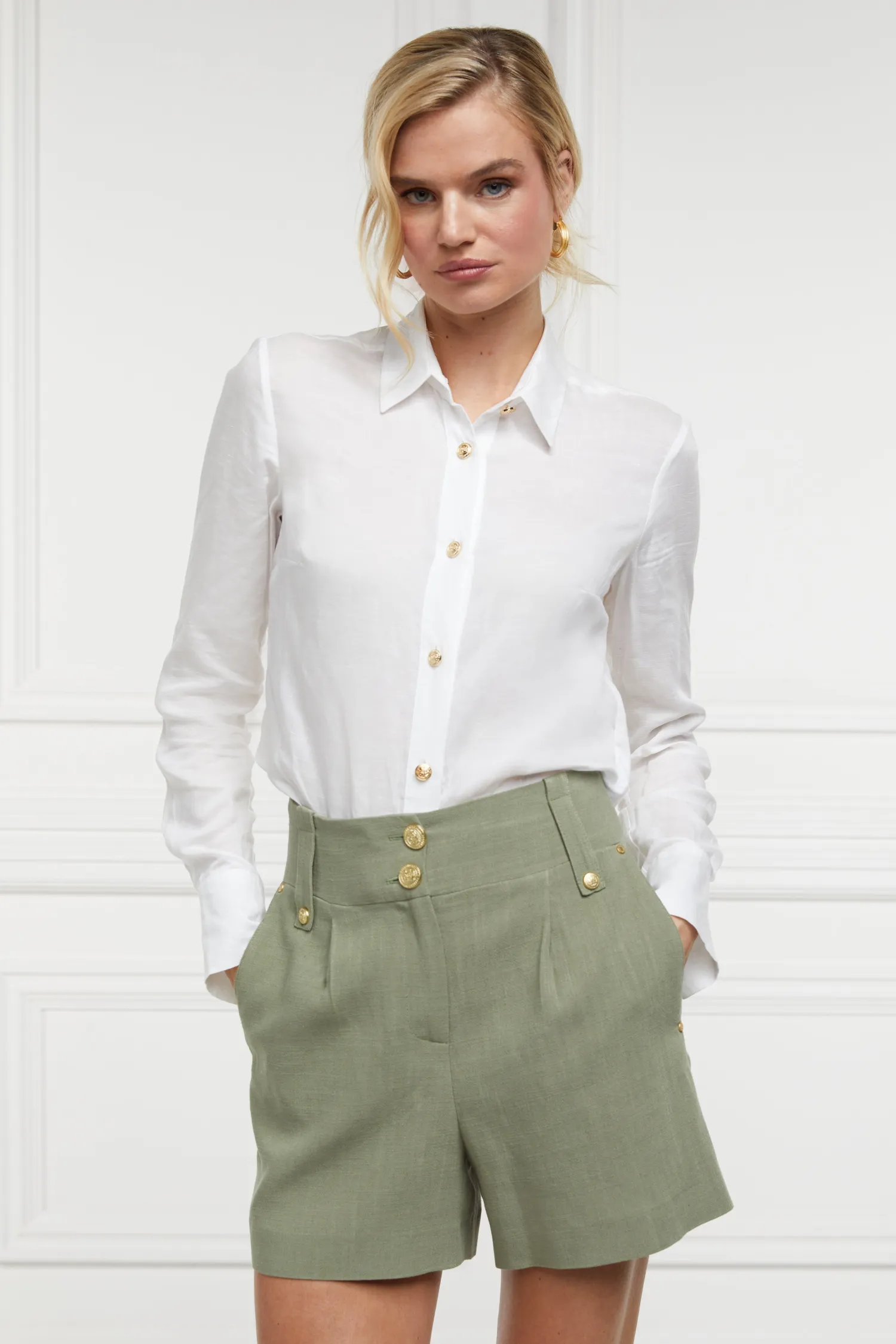 Outlet Tailored Short (Sage Linen) Women Shorts|Tailoring