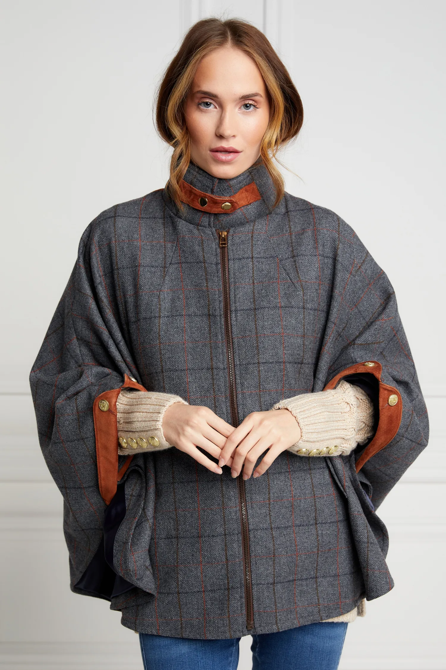 Online The Classic Cape (Mid Blue Check) Women Capes|Tailoring