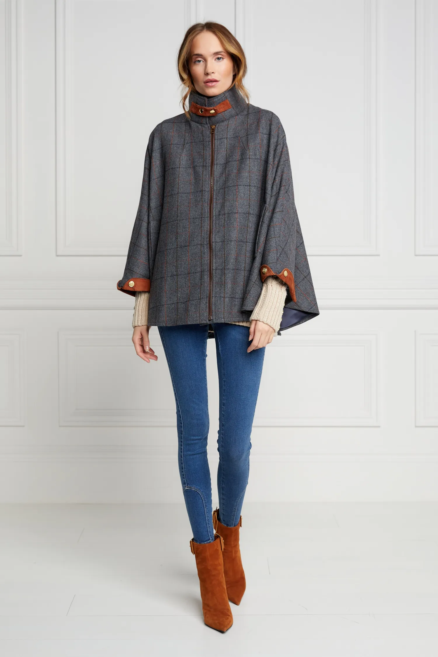Online The Classic Cape (Mid Blue Check) Women Capes|Tailoring