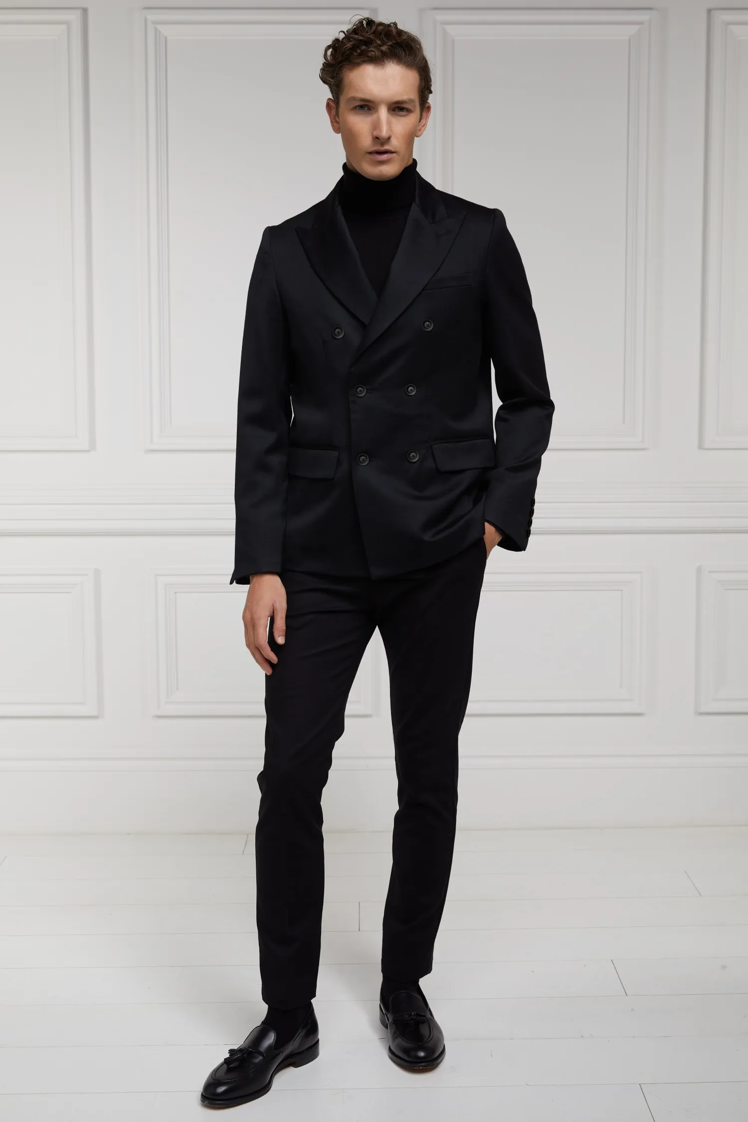 Fashion The Double Breasted Blazer (Black Barathea) Women Tailoring|Blazers