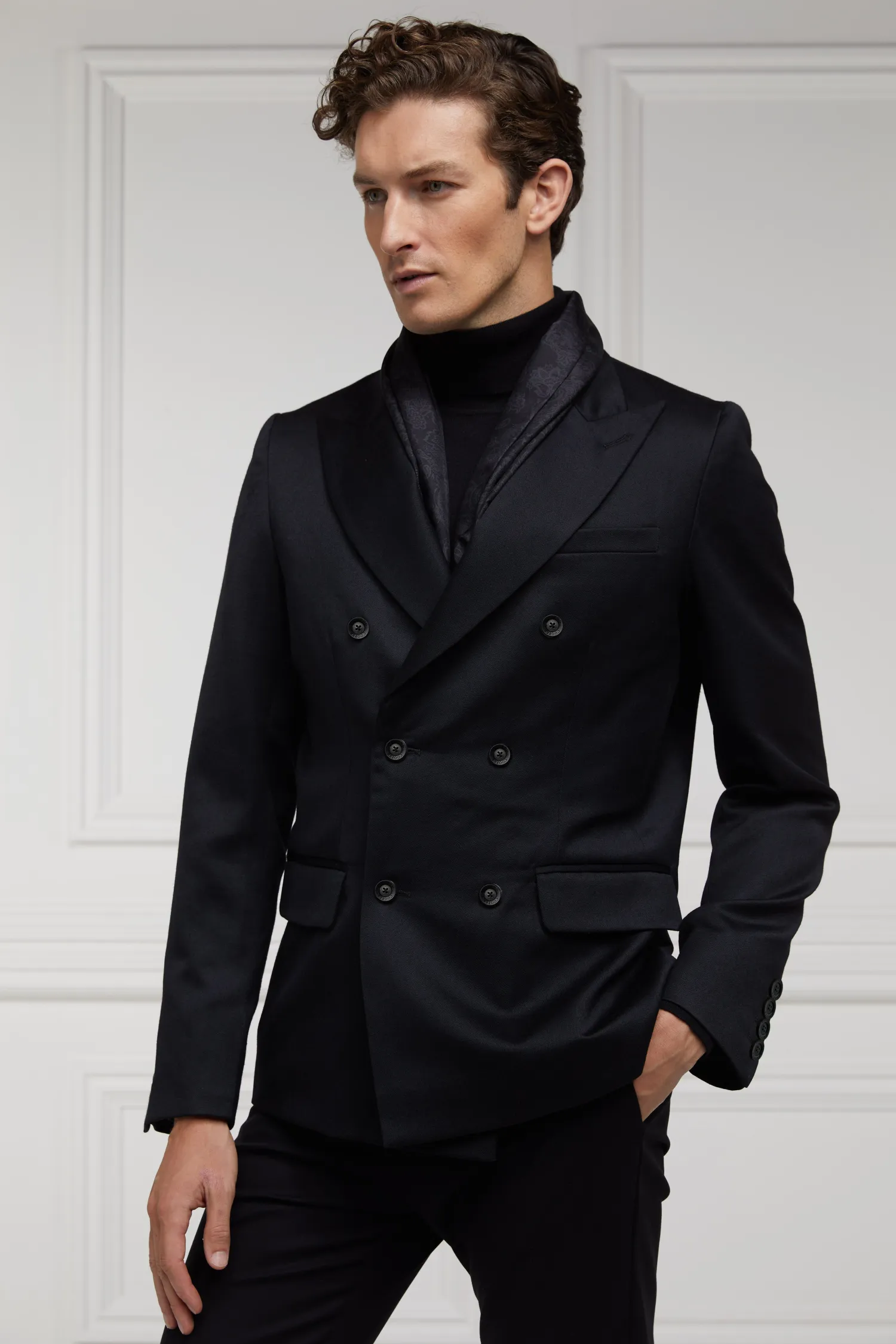 Fashion The Double Breasted Blazer (Black Barathea) Women Tailoring|Blazers
