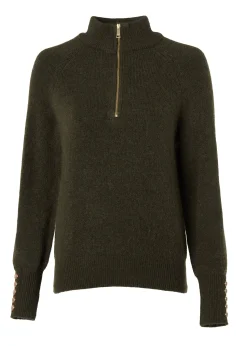 Discount Tori Quarter Zip Knit (Forest Green) Women Knitwear