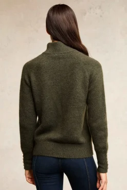 Discount Tori Quarter Zip Knit (Forest Green) Women Knitwear