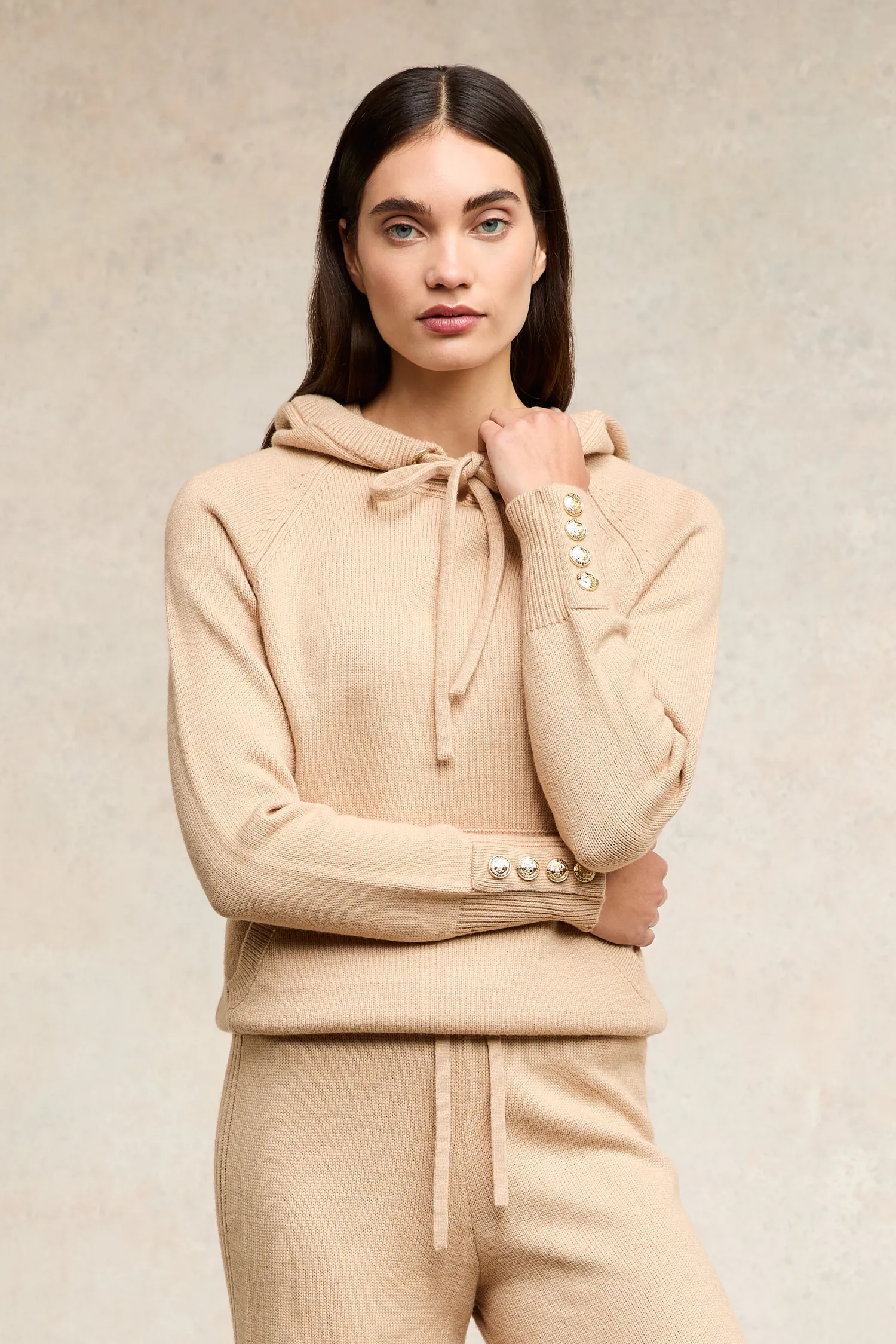 Sale Verbier Knitted Hoodie (Light Camel) Women Hoodies