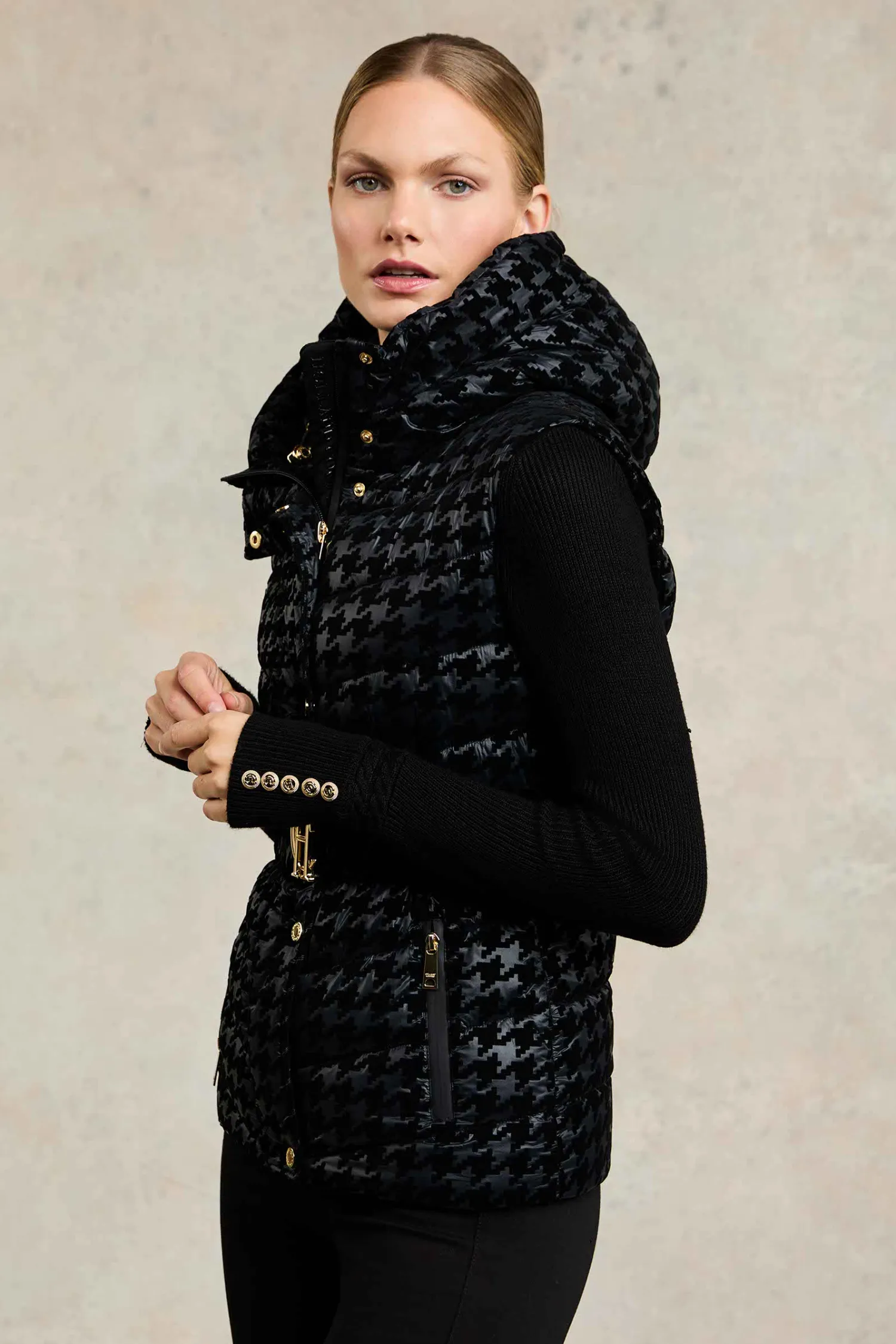 Fashion Vermont Gilet (Mono Houndstooth) Women Gilets
