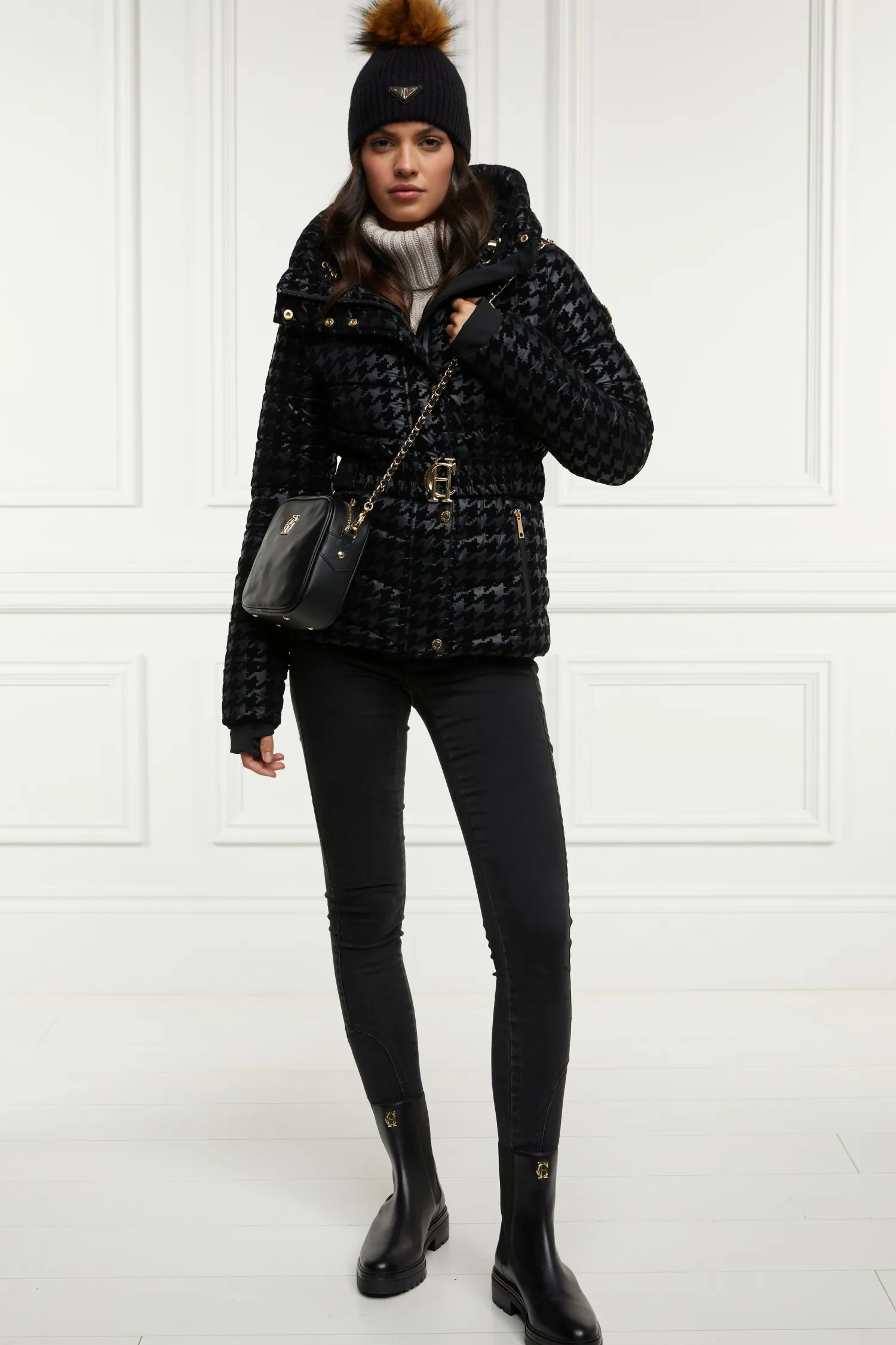 Fashion Vermont Puffer Jacket (Mono Houndstooth) Women Jackets