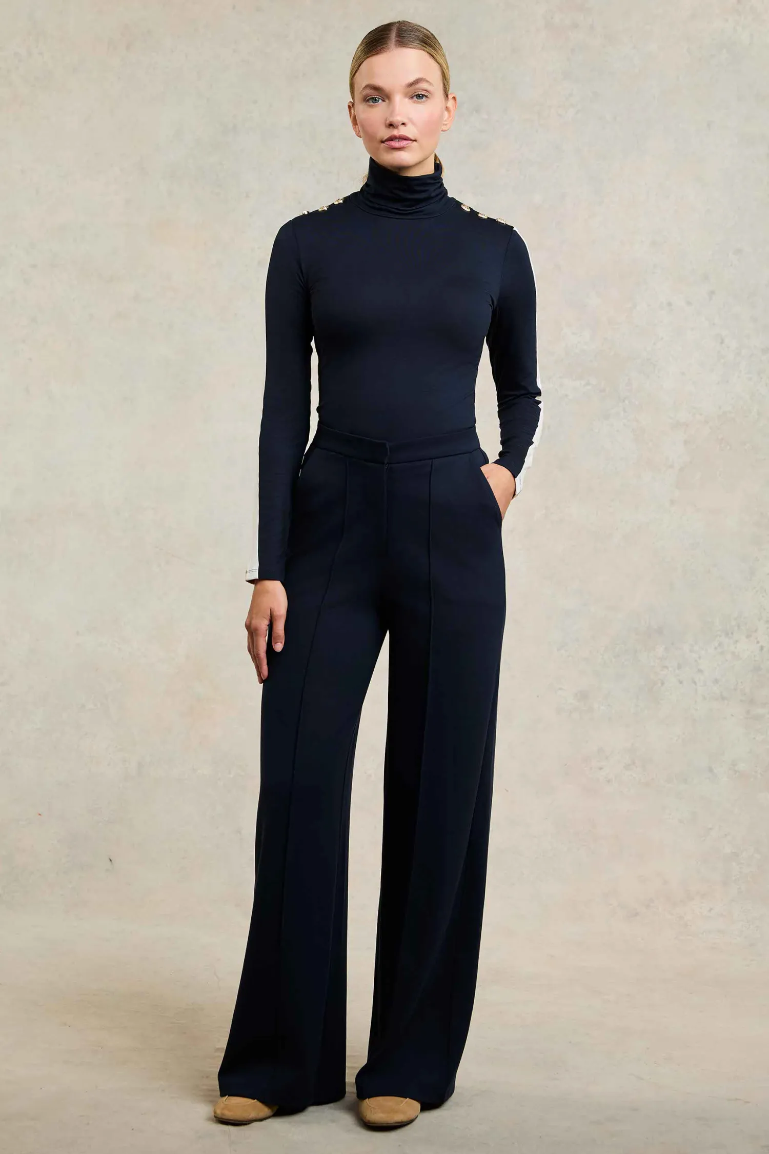 New Wide Leg Pant (Navy Navy) Women Trousers