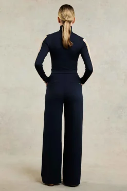 New Wide Leg Pant (Navy Navy) Women Trousers