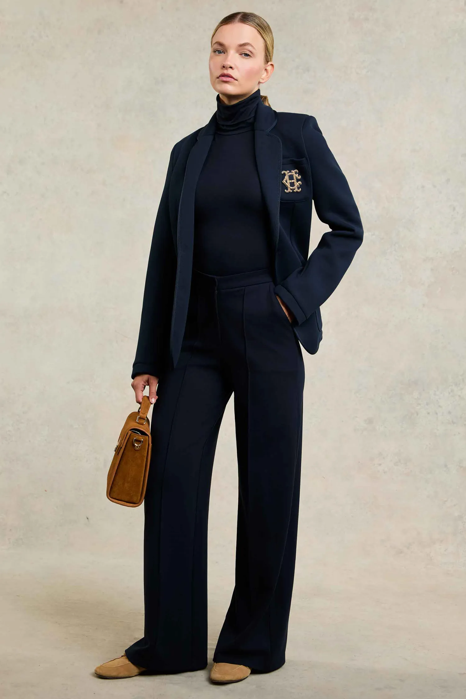 New Wide Leg Pant (Navy Navy) Women Trousers