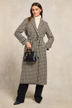 New Wrap Coat (Large Scale Houndstooth) Women Coats|Tailoring