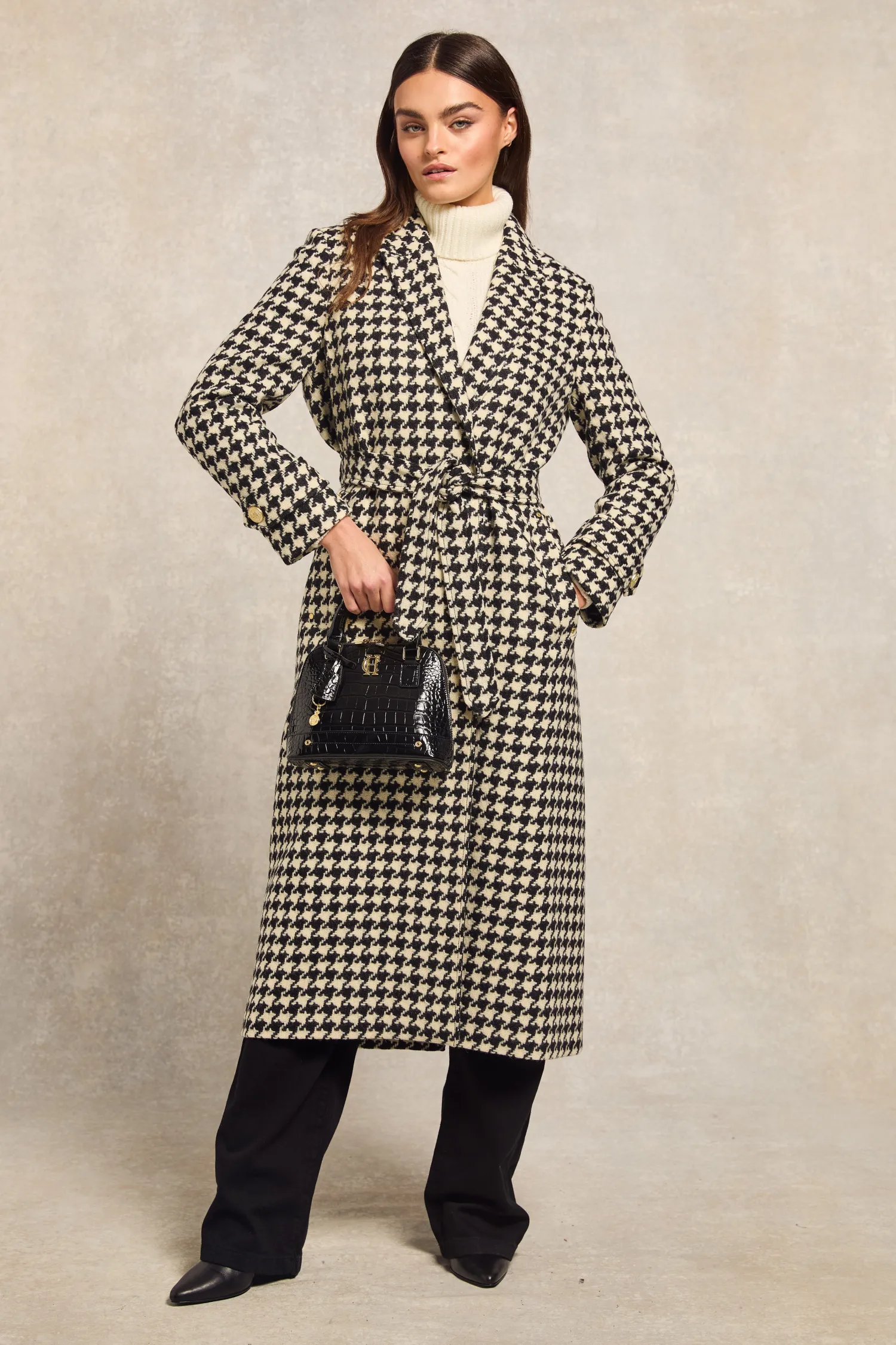 New Wrap Coat (Large Scale Houndstooth) Women Coats|Tailoring