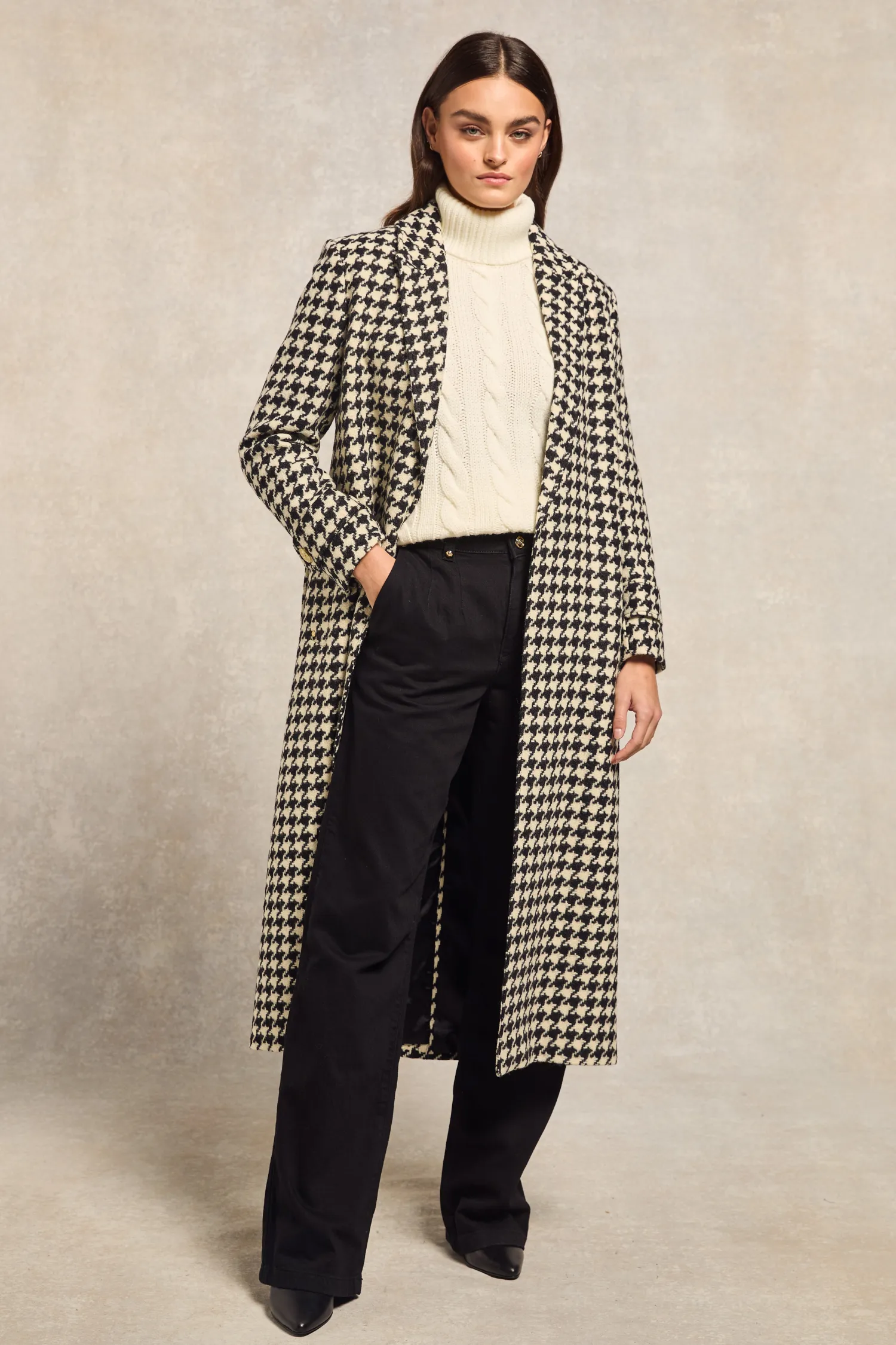 New Wrap Coat (Large Scale Houndstooth) Women Coats|Tailoring